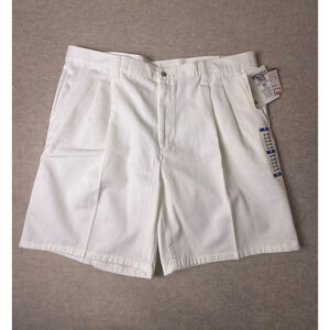 Vtg NWT Bill Blass White Wrinkle Free Pleated Cotton Shorts Men's 40 8" Inseam